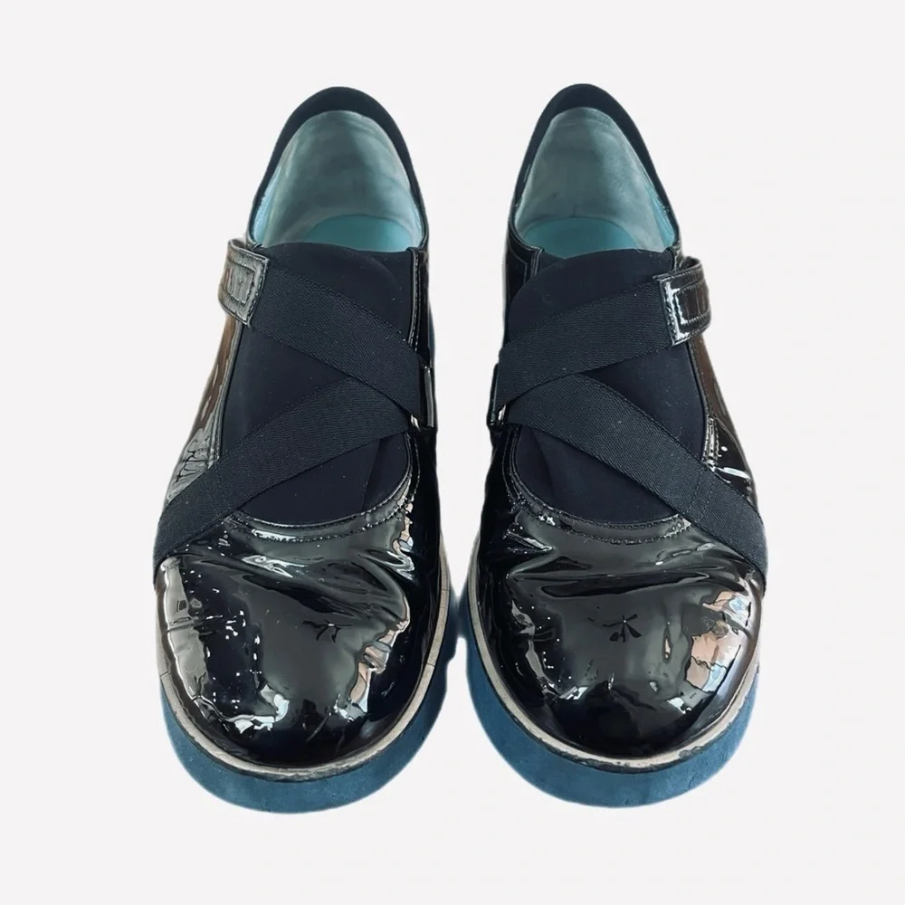 Thierry Rabotin Made in Italy Lena Black Patent Leather with Velcro Strap Size 6 - Picture 4 of 7